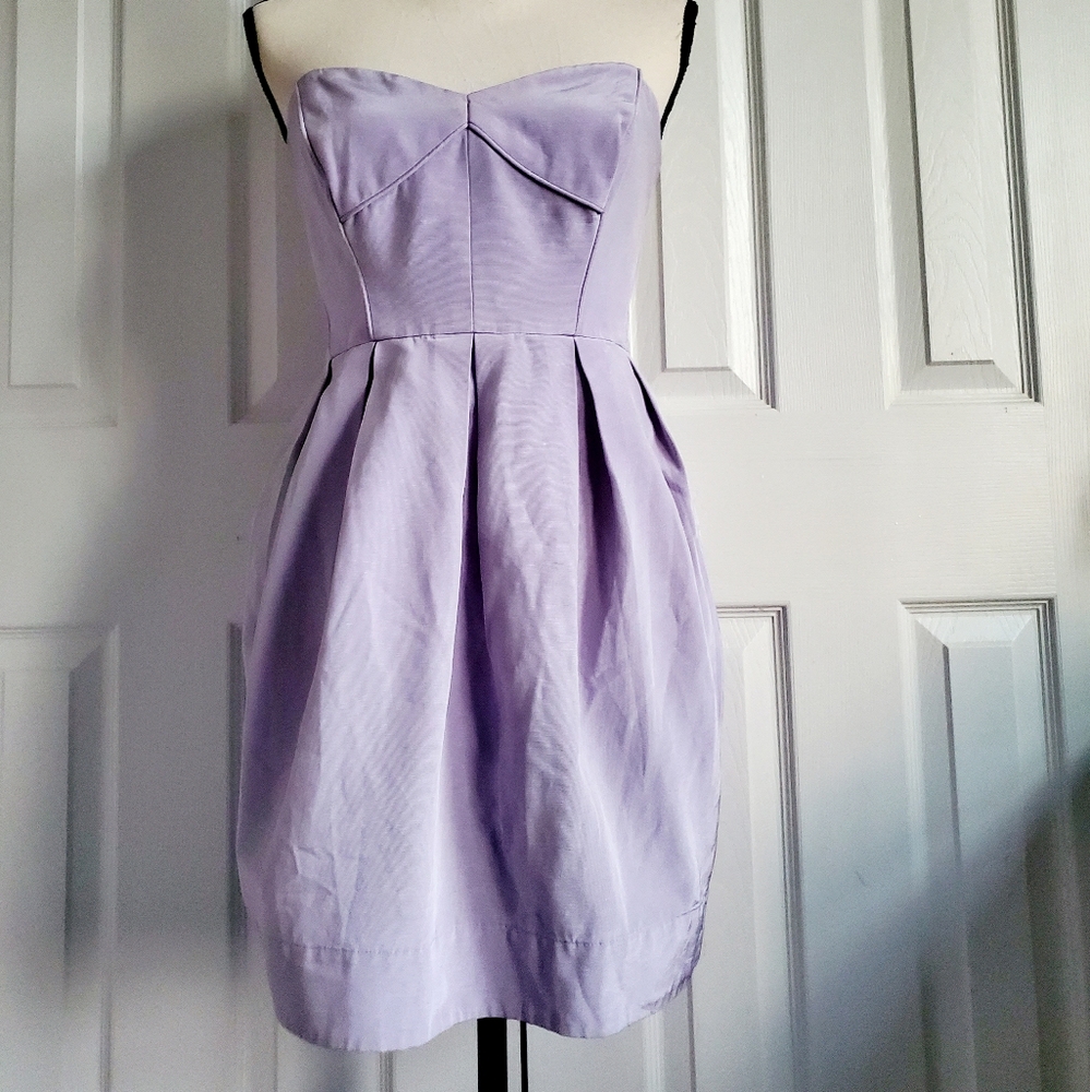 Shoshanna Womens Lavender Strapless Sweetheart Coccoon Dress With Pockets